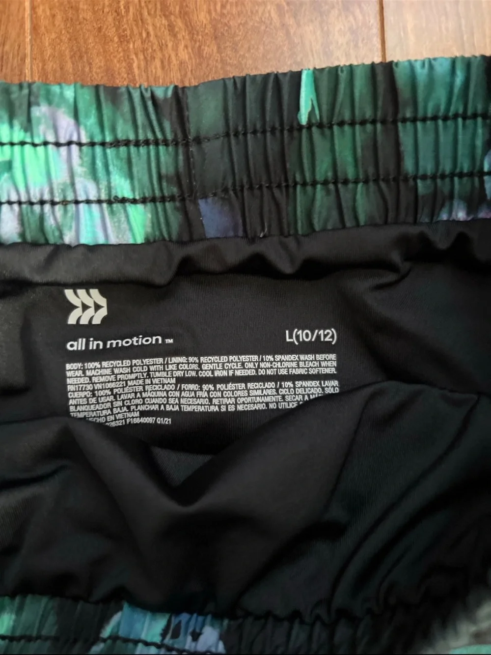 Black Athletic Shorts and Teal Floral Print Running Shorts - Girls